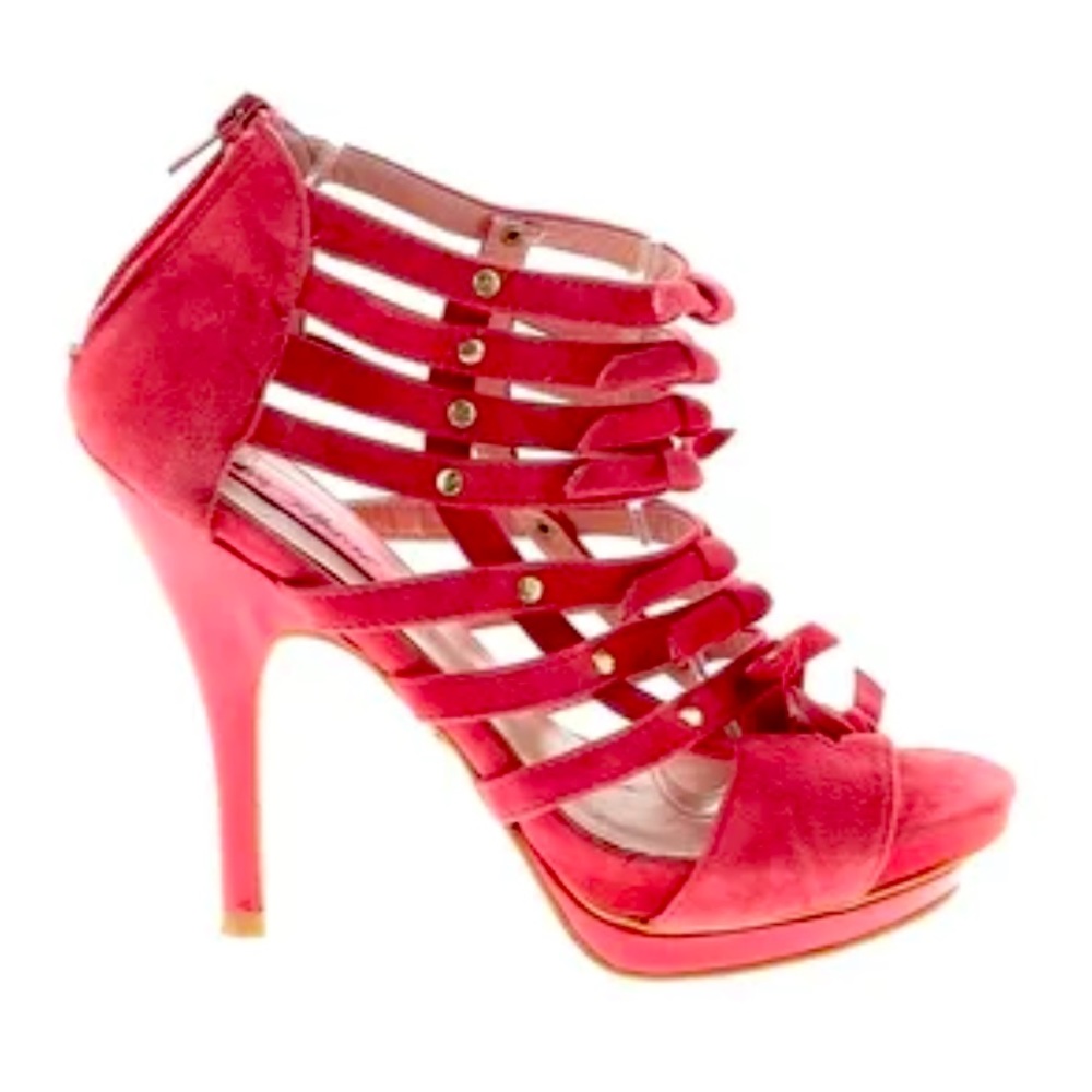 Betsey Johnson Pink Suede Tinaaa Gladiator Heels Size 7.5